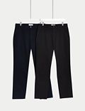 Strečové chino kalhoty klasického střihu, 2&nbsp;ks