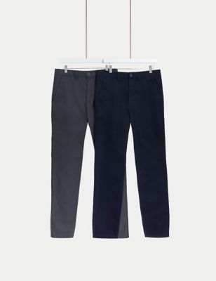 

Mens M&S Collection 2pk Regular Fit Stretch Chinos - Navy, Navy