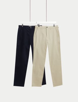 

Mens M&S Collection 2pk Regular Fit Stretch Chinos - Stone Mix, Stone Mix