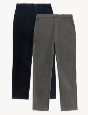 

Mens M&S Collection 2er-Pack normal geschnittene Stretch-Chinohosen - Black/Grey, Black/Grey