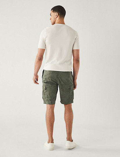 Pure Cotton Printed Cargo Shorts