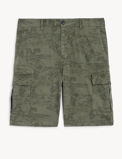 Pure Cotton Printed Cargo Shorts