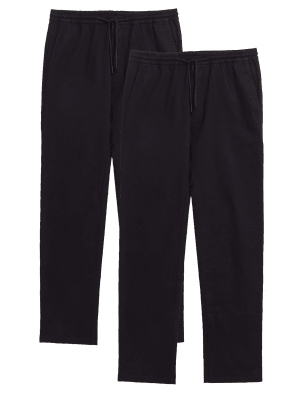 

Mens M&S Collection 2 Pack Regular Fit Elasticated Trousers - Dark Navy, Dark Navy