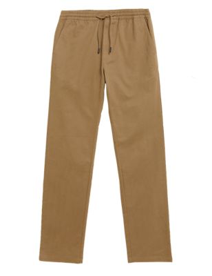 M&S Mens Straight Fit Organic Cotton Elasticated Trousers