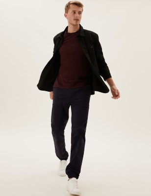 

M&S Collection Pantalón de algodón orgánico con puño elásticoMens - Dark Navy, Dark Navy