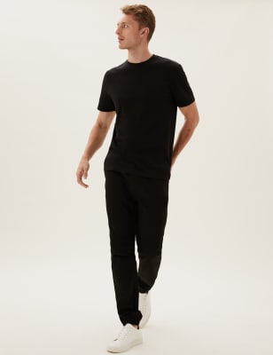 

Mens M&S Collection Organic Cotton Cuffed Stretch Trousers - Black, Black