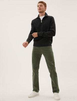 

Mens M&S Collection Straight Fit Elasticated Trousers - Dark Khaki, Dark Khaki