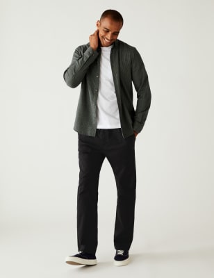 

Mens M&S Collection Gerade geschnittene Hose mit elastischem Bund - Black, Black