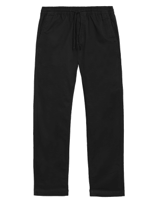 

Mens M&S Collection Straight Fit Cotton Rich Woven Trousers - Black, Black