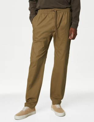 Tapered Fit Elasticated Waist Stretch Trousers | M&S PT