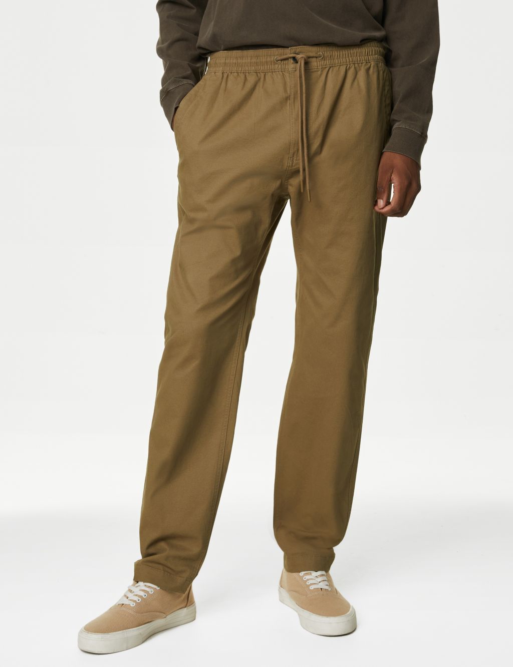 Tapered Fit Elasticated Waist Stretch Trousers image 1
