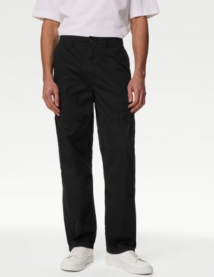 

Mens M&S Collection Loose Fit Lightweight Cargo Trousers - Black, Black