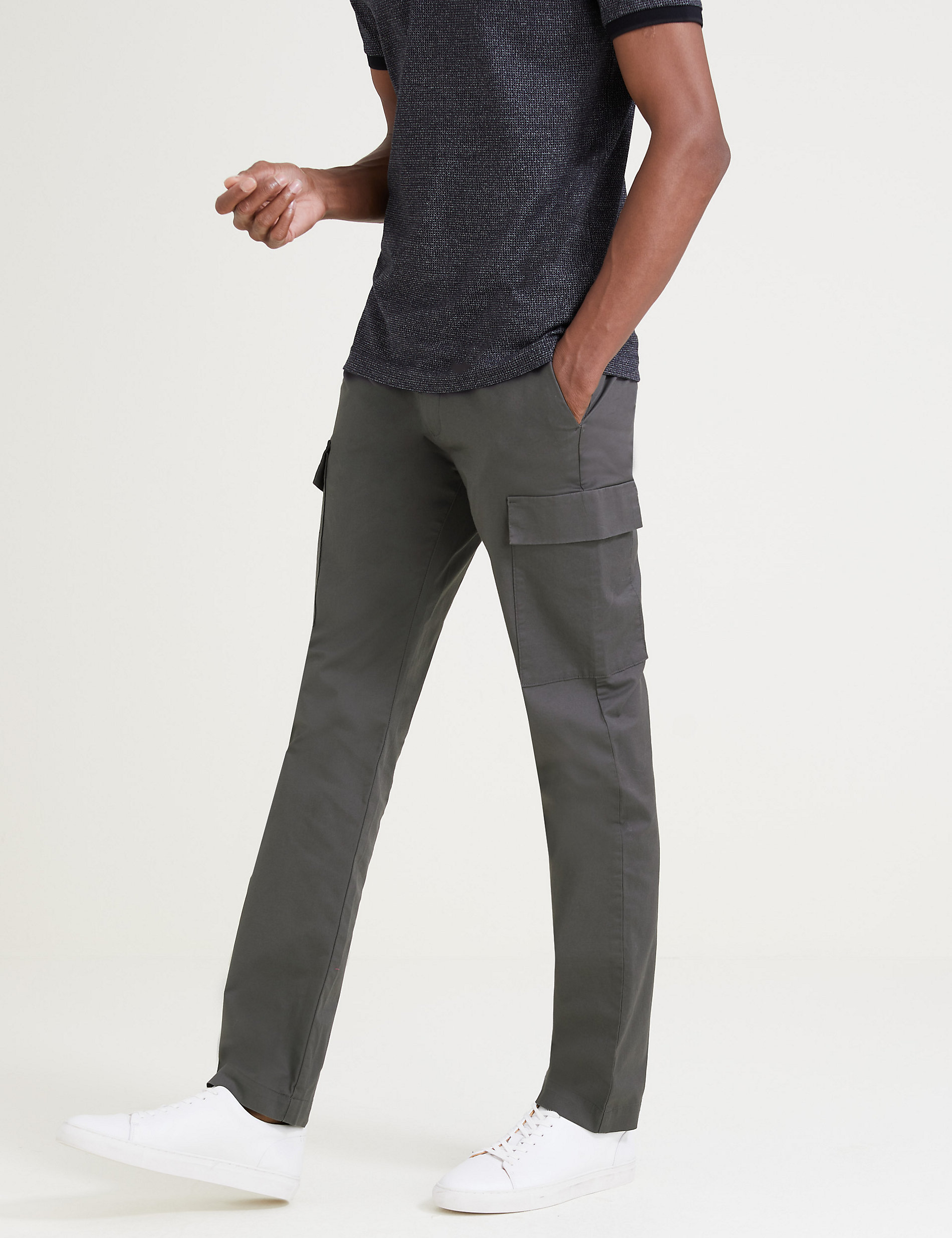 Slim Fit Cotton Rich Stretch Cargo Trousers
