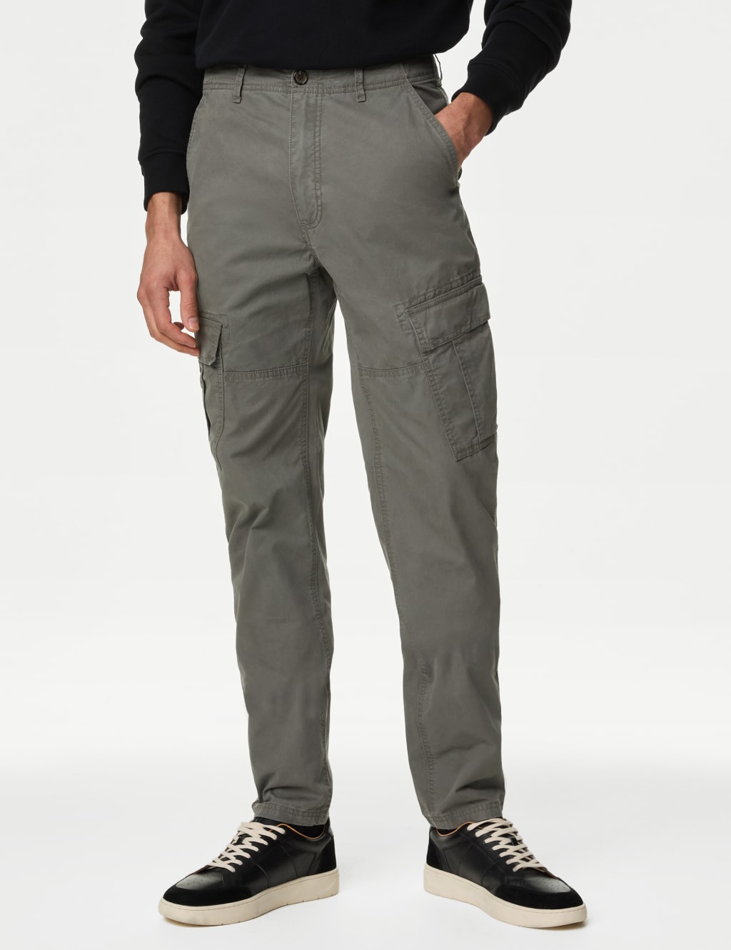 Tapered Fit Pure Cotton Lightweight Cargo Trousers