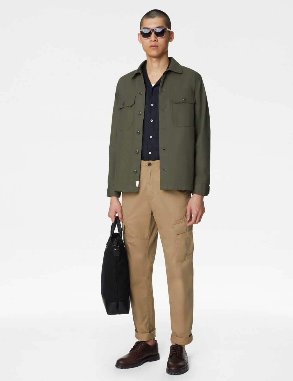 Tapered Fit Flat-Front Trousers