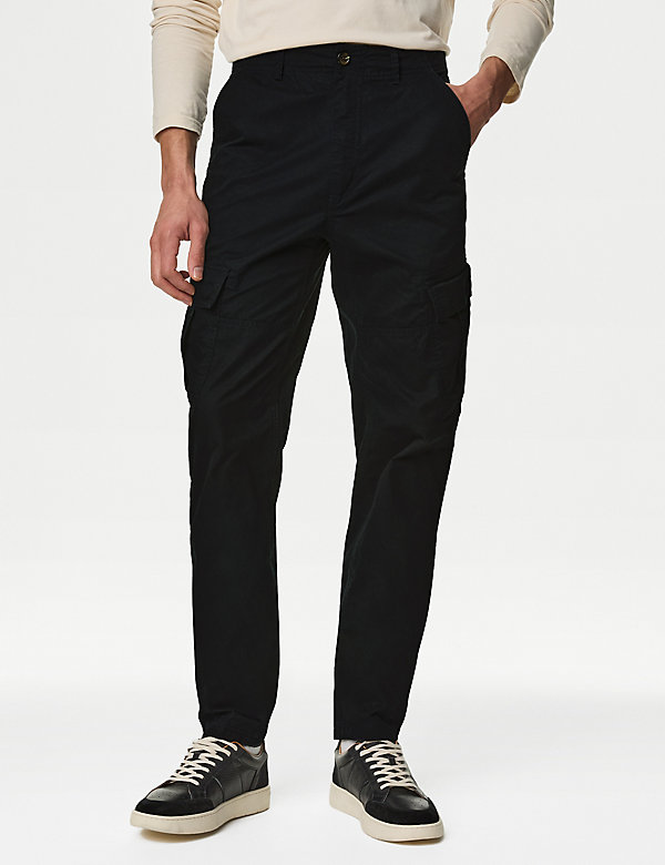 Tapered Fit Pure Cotton Lightweight Cargo Trousers - CA