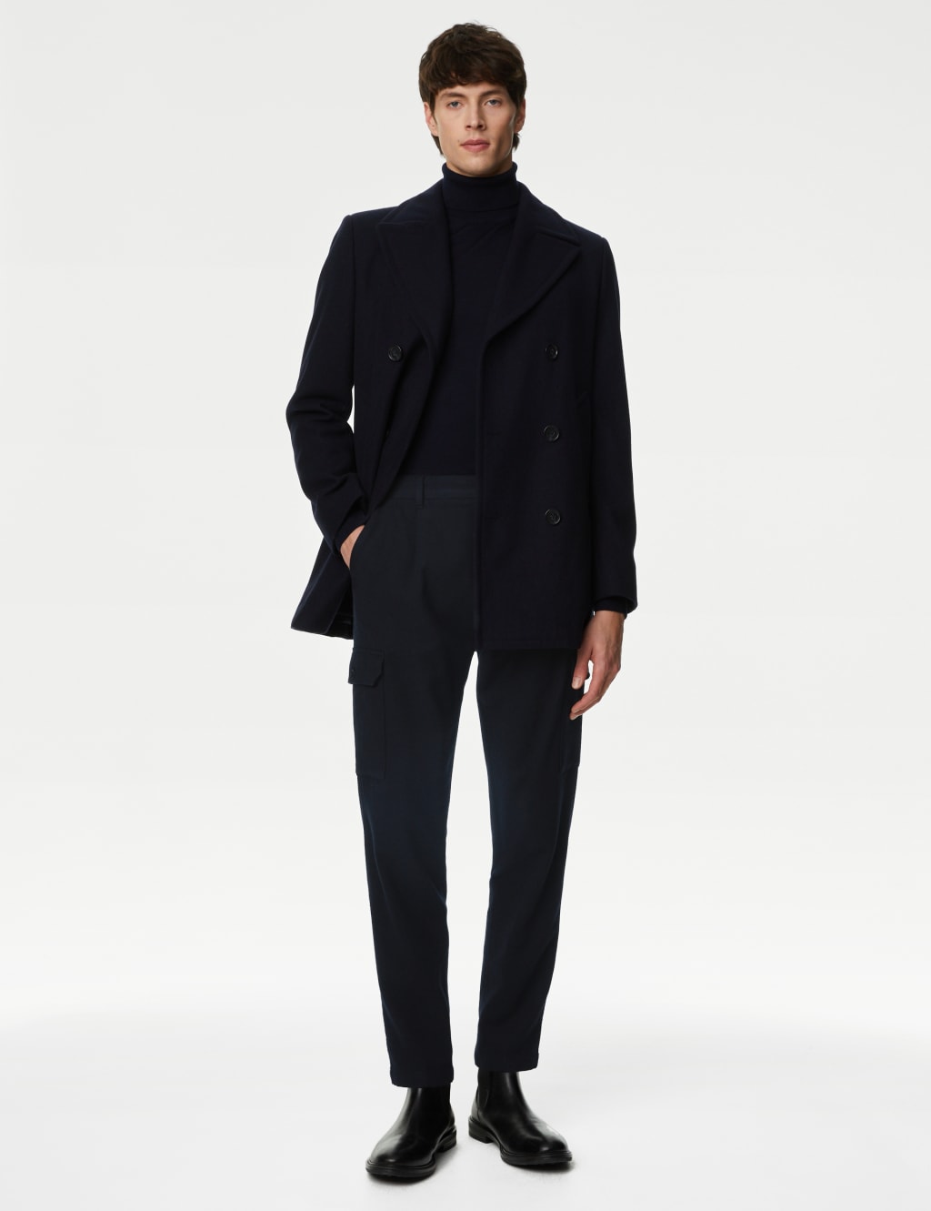 Tapered Fit Wool Blend Cargo Trousers image 1