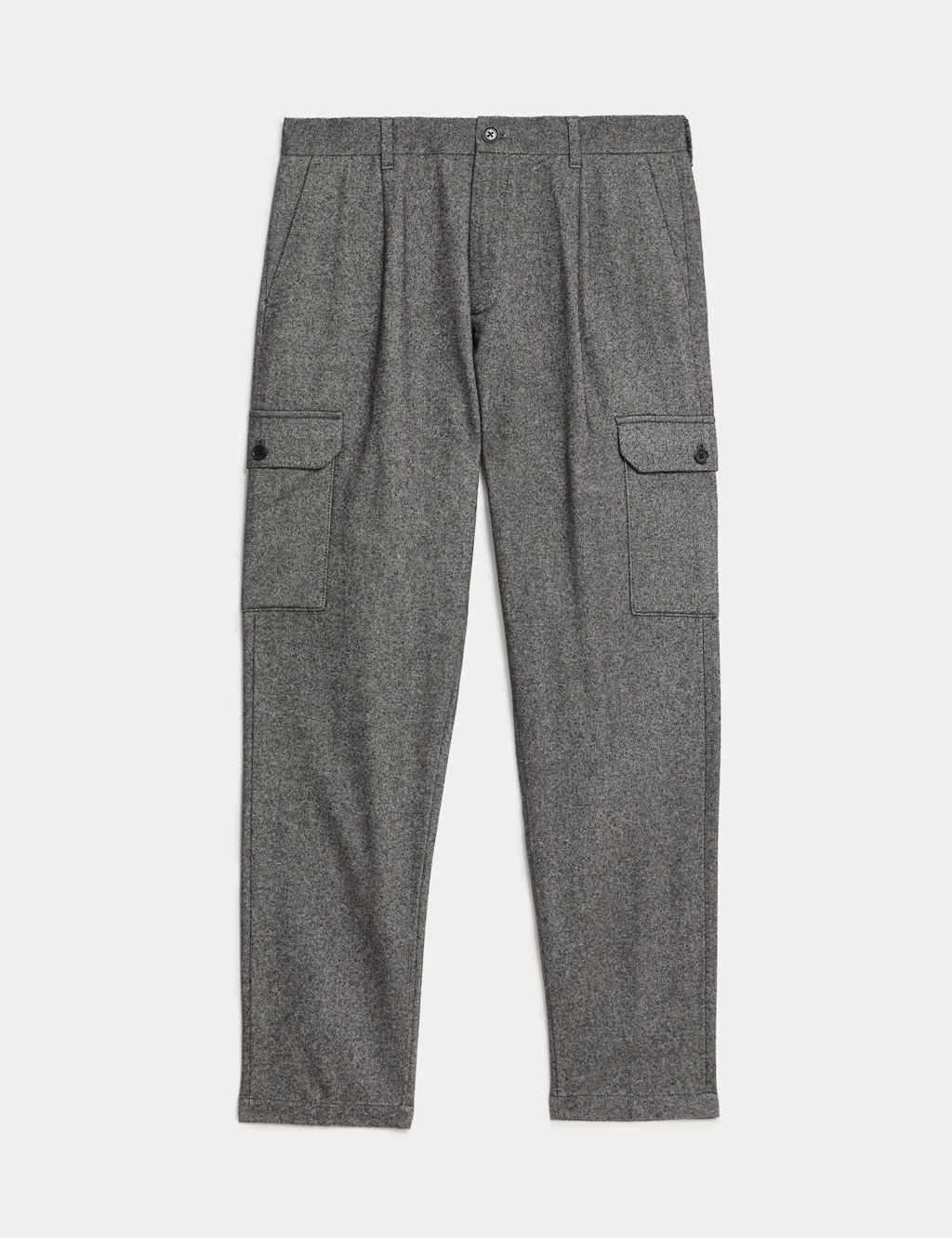 Tapered Fit Wool Blend Cargo Trousers image 2