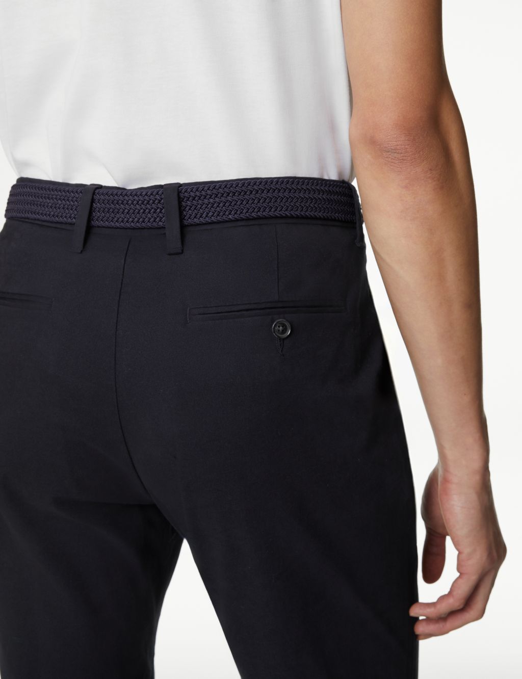 Slim Fit Belted Stretch Chinos image 5