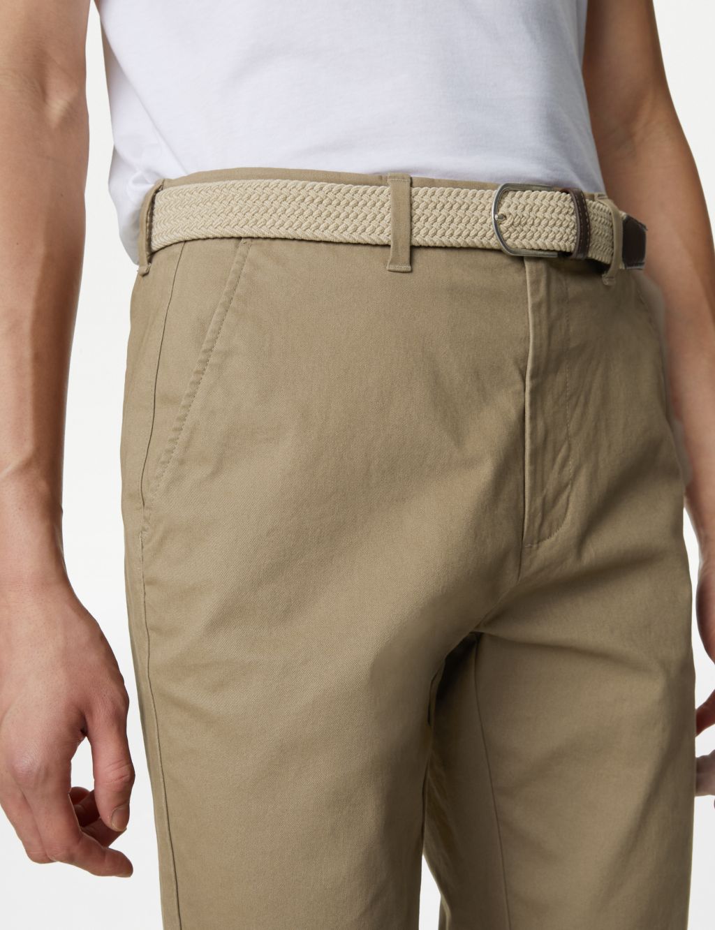 Slim Fit Belted Stretch Chinos image 5