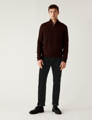 

Mens M&S Collection Straight Fit Corduroy Trousers - Black, Black