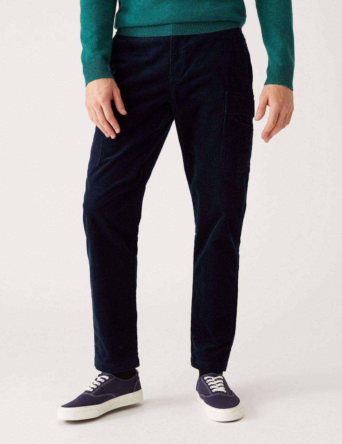 Tapered Fit Corduroy Cargo Trousers