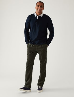 Marks And Spencer Mens M&S Collection Tapered Fit Corduroy Elasticated Trousers - Cedar, Cedar