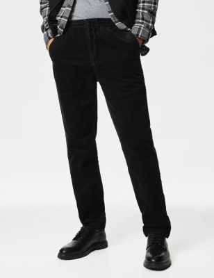 

Mens M&S Collection Tapered Fit Corduroy Stretch Joggers - Black, Black