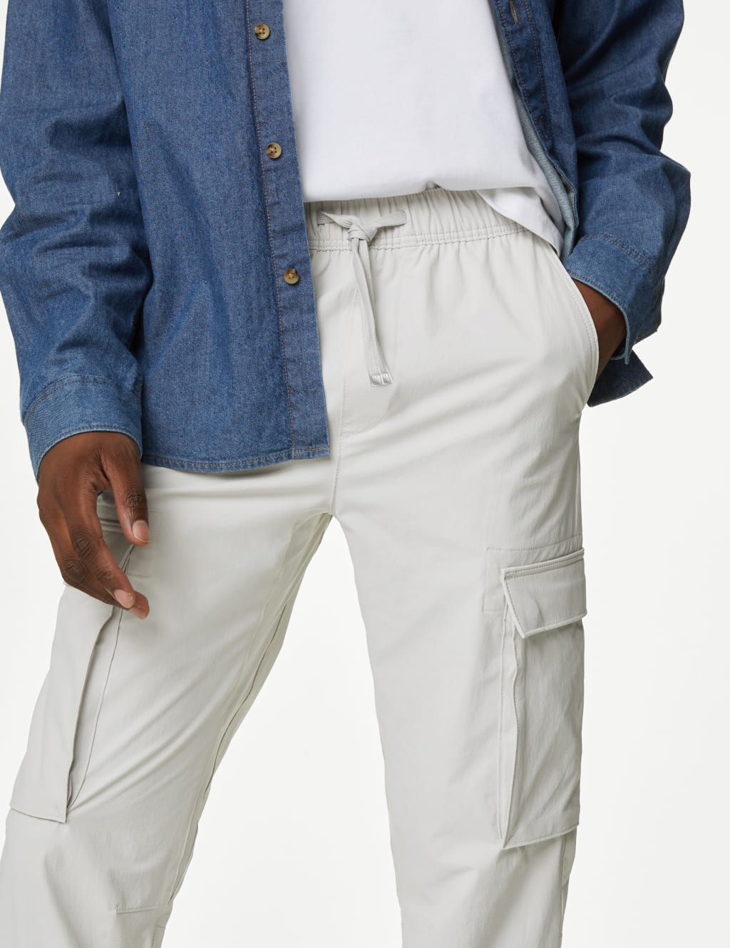 Slim Fit Elasticated Waist Cargo Trousers image 4