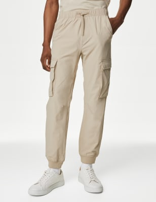 

Mens M&S Collection Slim Fit Elasticated Waist Cargo Trousers - Stone, Stone