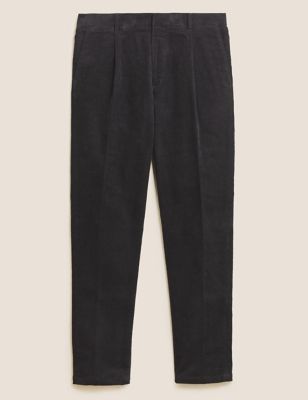 M&S Autograph Mens Tapered Fit Corduroy Single Pleat Trousers