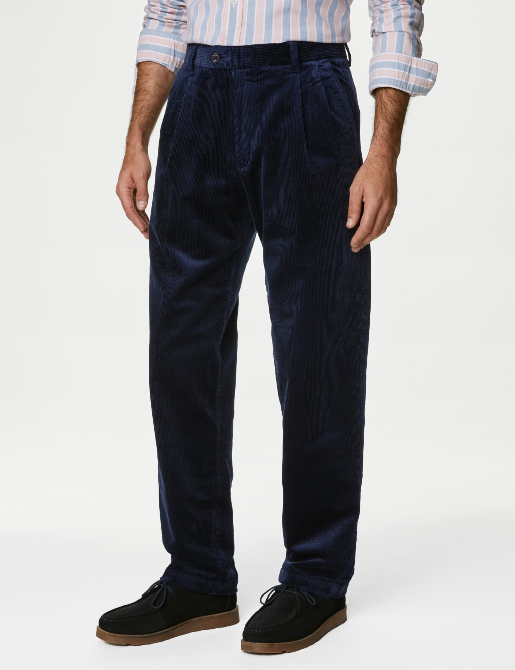 Loose Fit Corduroy Double Pleat Trousers image 3