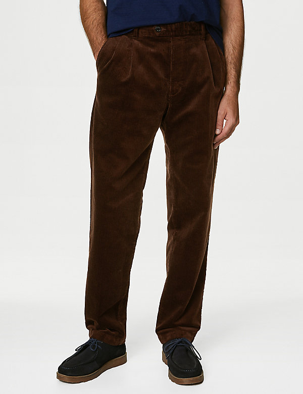 Loose Fit Corduroy Double Pleat Trousers - CH