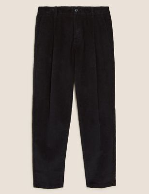 M&S Originals Mens Organic Cotton Pleated Cord Trouser