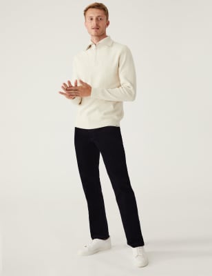 

M&S Collection Pantalón straight de 5 bolsillos de panaMens - Navy, Navy