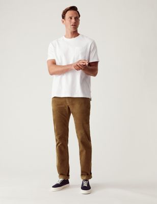 Marks And Spencer Mens M&S Collection Straight Fit Corduroy 5 Pocket Trousers - Caramel, Caramel