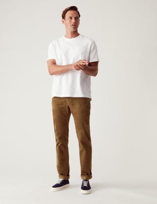 Marks And Spencer Mens M&S Collection Straight Fit Corduroy 5 Pocket Trousers - Caramel, Caramel