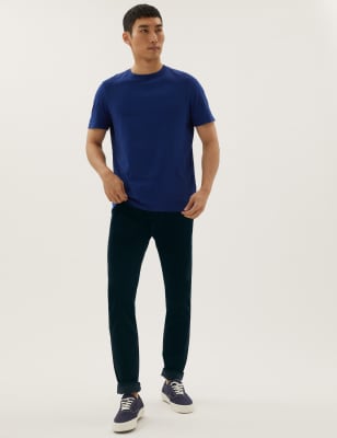 

Mens M&S Collection Slim Fit Corduroy 5 Pocket Trousers - Navy, Navy