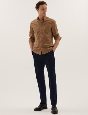 

Mens M&S Collection Regular Fit Luxury Corduroy Stretch Trousers - Navy, Navy