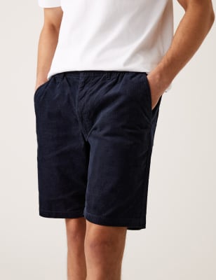 

Mens M&S Collection Pure Cotton Corduroy Elasticated Waist Shorts - Navy, Navy