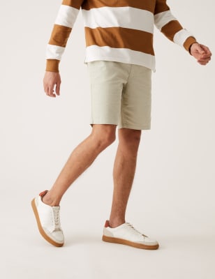 

Mens M&S Collection Taillierte Cord-Shorts aus reiner Baumwolle mit Dehnbund - Ecru, Ecru