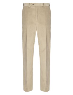 Pure Cotton Flat Front Corduroy Trousers | M&S Collection | M&S