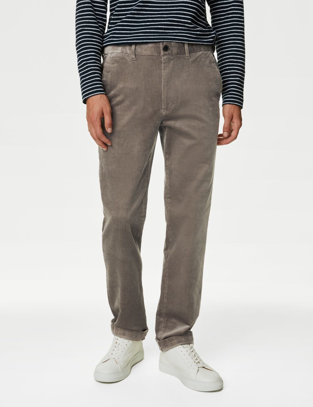 Single-pleat corduroy trousers