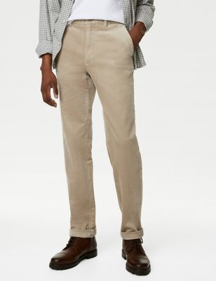 M&S Men's Regular Fit Luxury Corduroy Trouser - 3033 - Sand, Sand,Mole