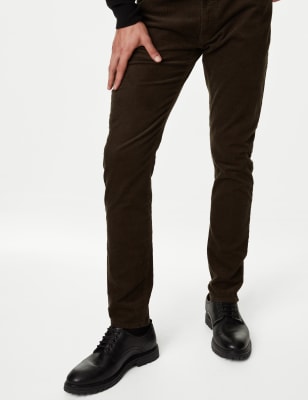 

Mens M&S Collection Schmal geschnittene Cordhose mit 5 Taschen - Khaki, Khaki