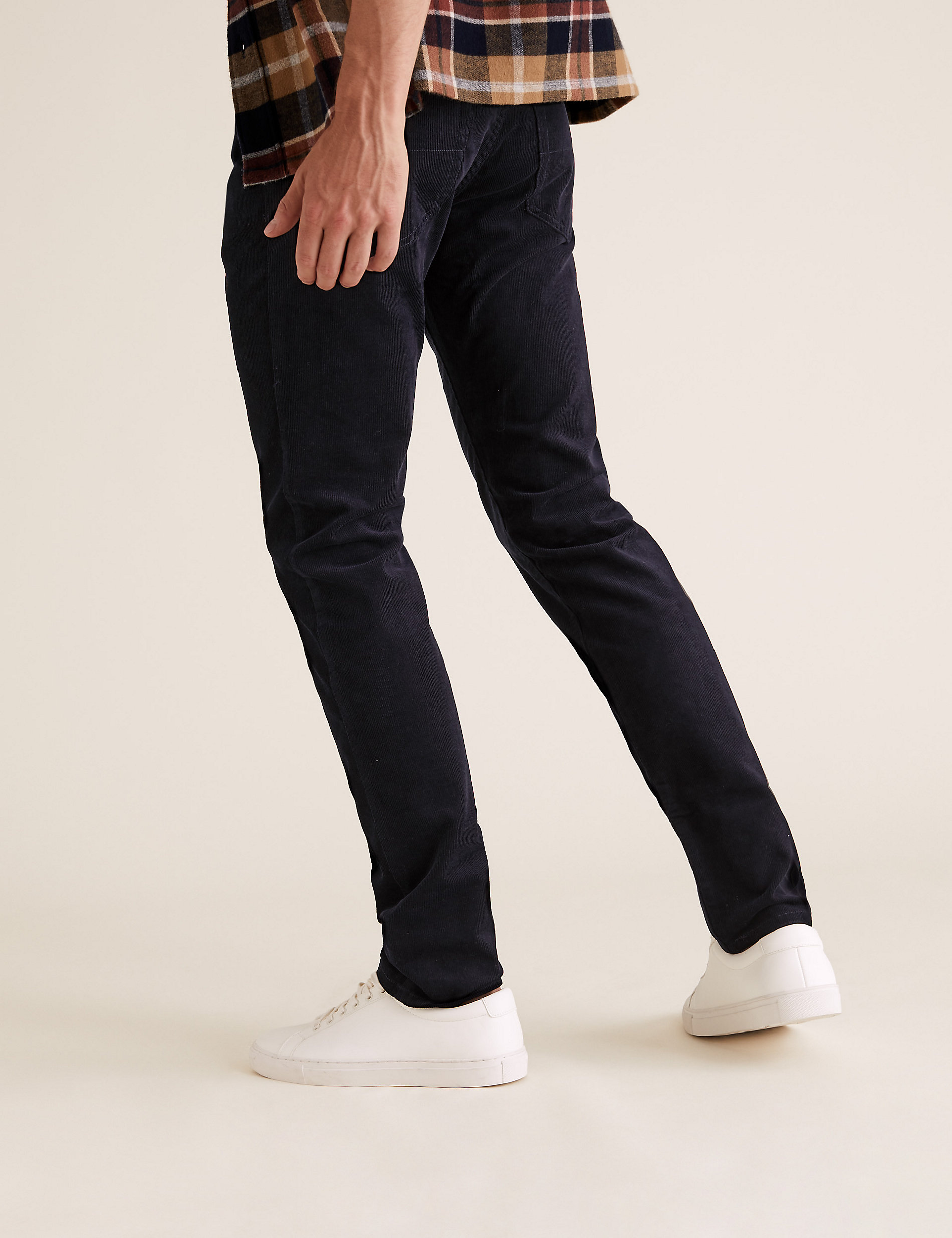 ms-259rt M&S Khaki Lightweight Cotton Elastic Back Pocket Trousers 22 Short