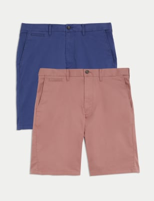 

Mens M&S Collection 2pk Super Lightweight Chino Shorts - Pink Mix, Pink Mix