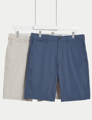 

M&S Collection Pack de 2 chinos cortos superligerosMens - Blue Mix, Blue Mix