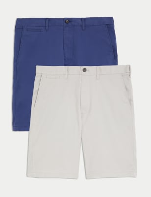 

M&S Collection Pack de 2 chinos cortos superligerosMens - Natural Mix, Natural Mix