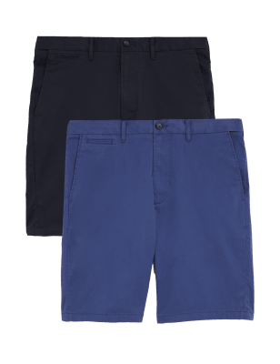 

Mens M&S Collection 2pk Super Lightweight Chino Shorts - Indigo Mix, Indigo Mix